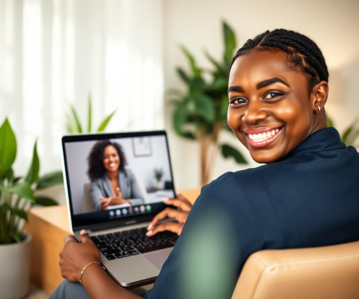 An employee in a private virtual coaching session
